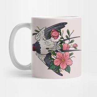 Swallow flying with flowers Mug